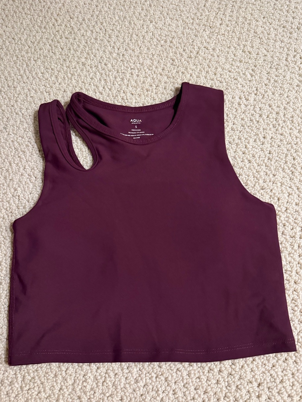 Aqua Deep Plum Cutout Cropped Tank Top